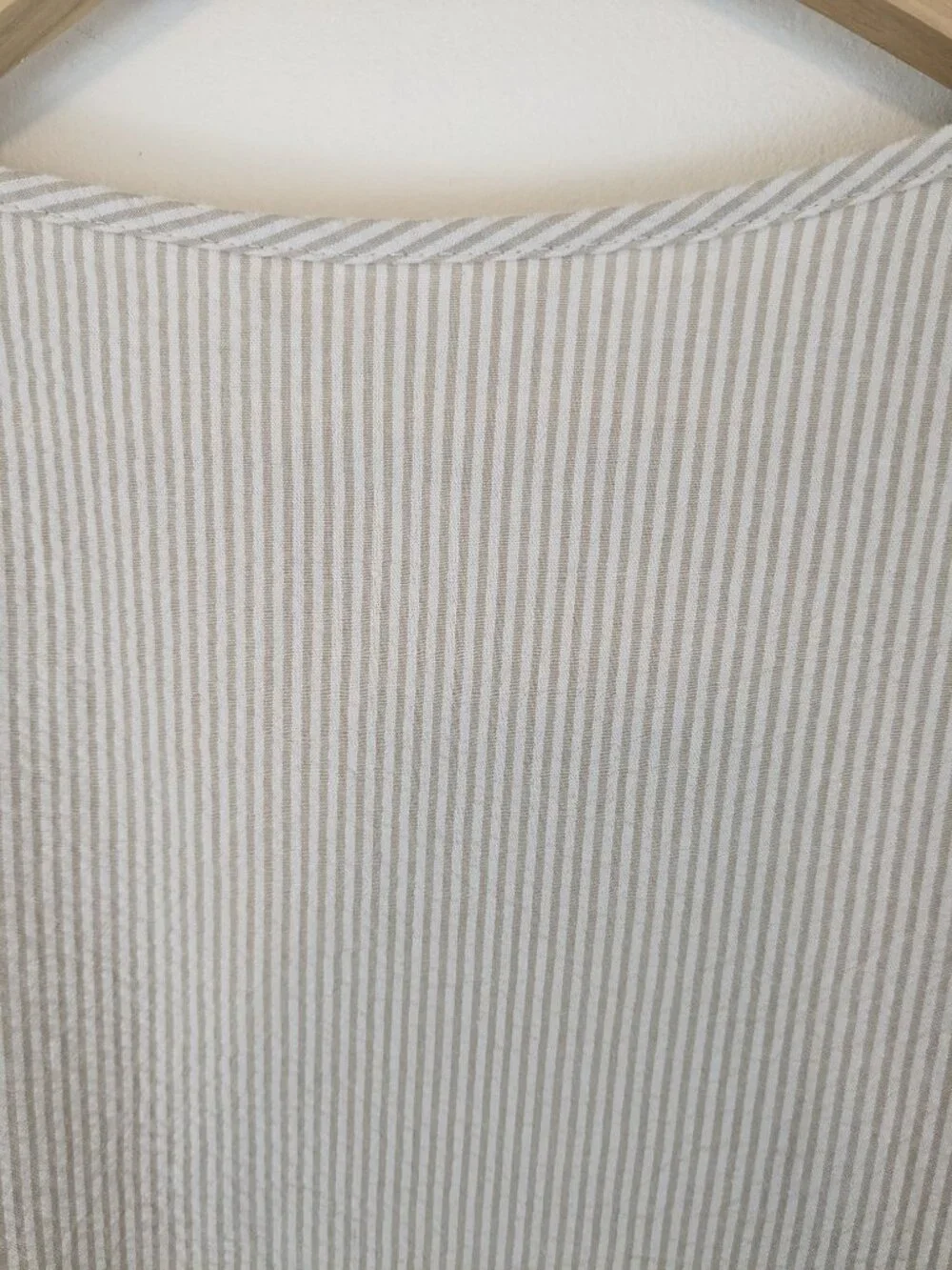Sotela Shift Dress Beige Tan & White Vertical Stripe - Picture 8 of 8